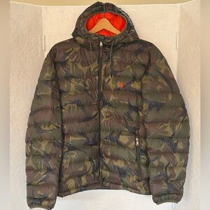 Polo Ralph Lauren Down Hooded Jacket Camouflage Size XL Lightweight